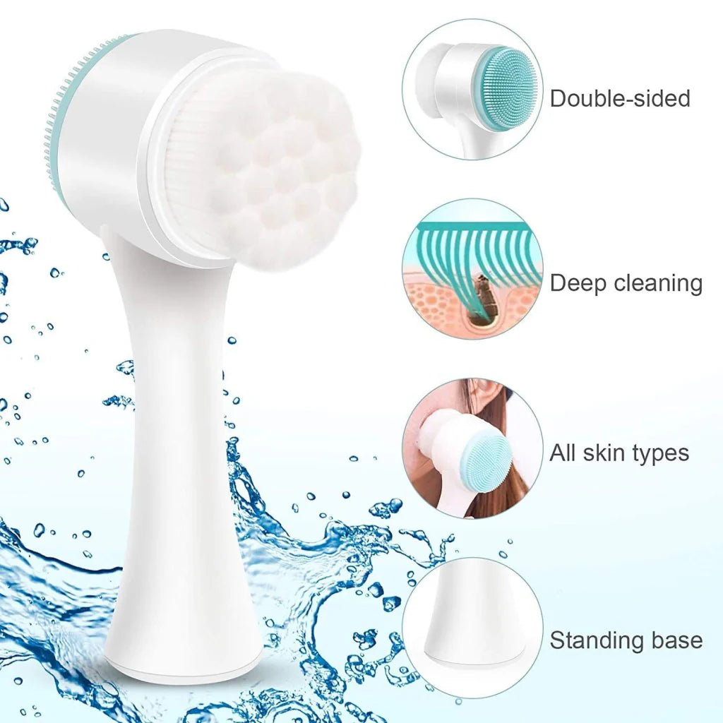 2-in-1 Silicone Face Cleansing Brush - Deep Pore Cleanser & Facial Massager