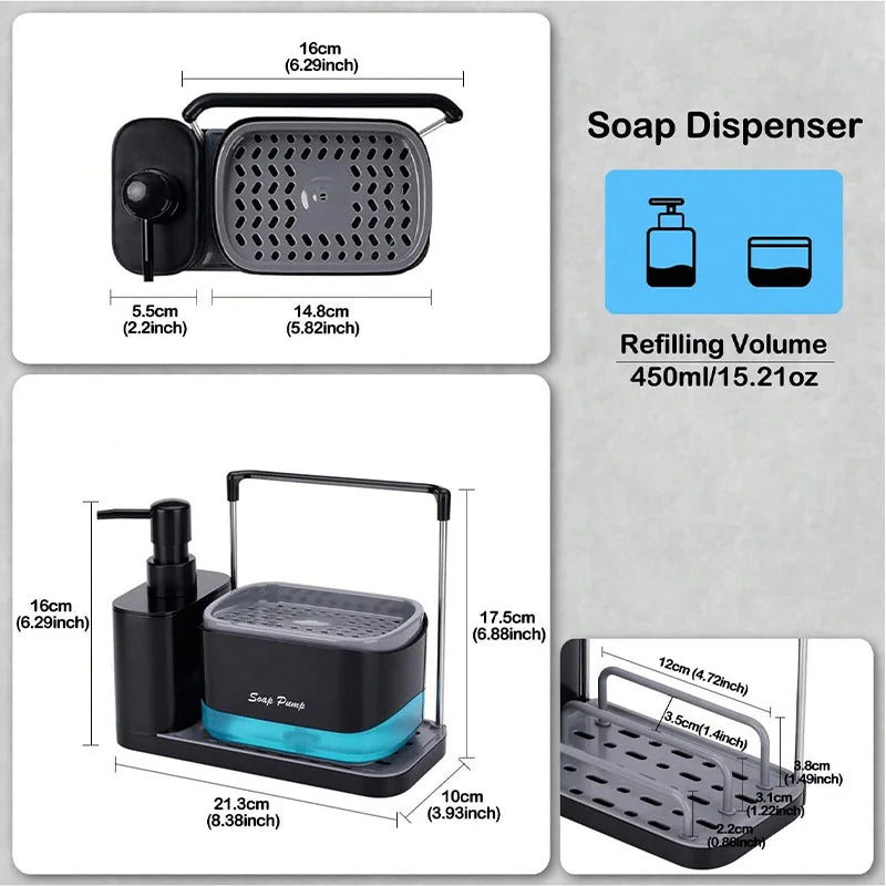 5-in-1 Kitchen Soap Dispenser & Sink Organizer Set - All-in-One Caddy