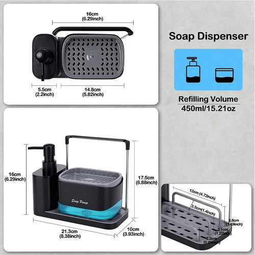 5-in-1 Kitchen Soap Dispenser & Sink Organizer Set - All-in-One Caddy
