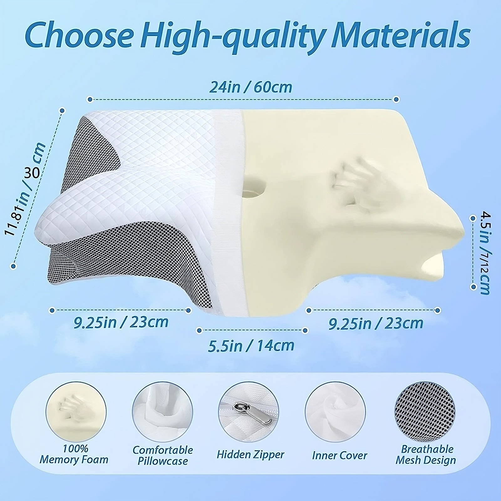 Orthopedic Memory Foam Cervical Pillow - Neck Pain Relief & Proper Alignment