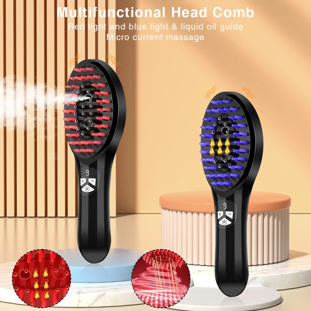 EMS Electric Scalp Massage Comb with Red Light Therapy & Nano Mist
