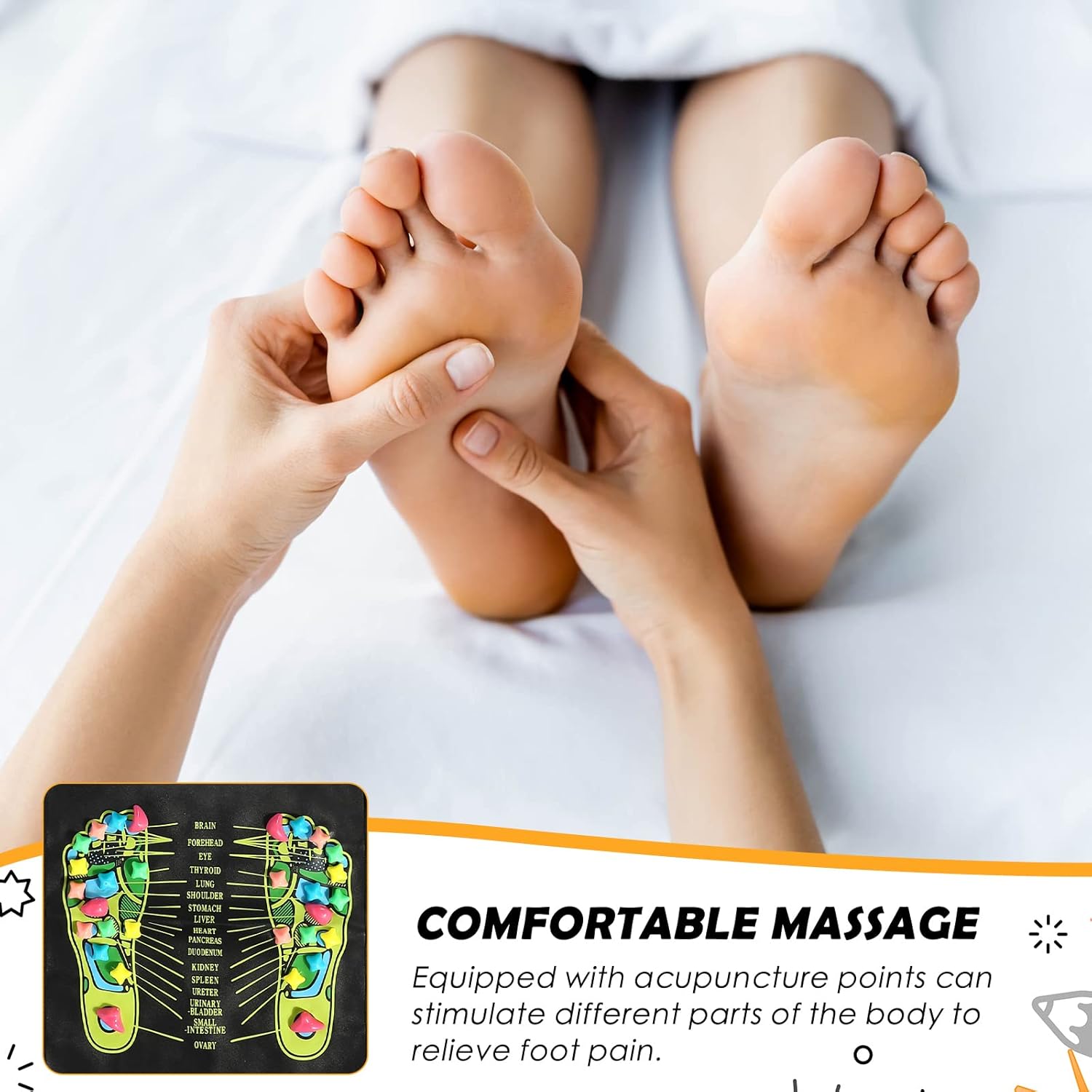 Reflexology Acupressure Foot Massage Mat - Natural Pain Relief & Relaxation
