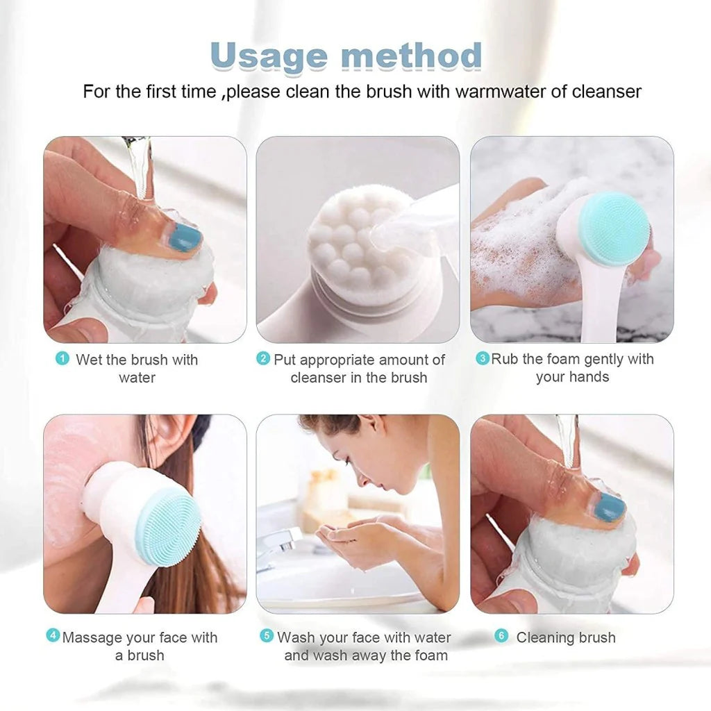 2-in-1 Silicone Face Cleansing Brush - Deep Pore Cleanser & Facial Massager
