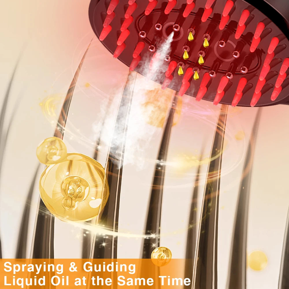 EMS Electric Scalp Massage Comb with Red Light Therapy & Nano Mist
