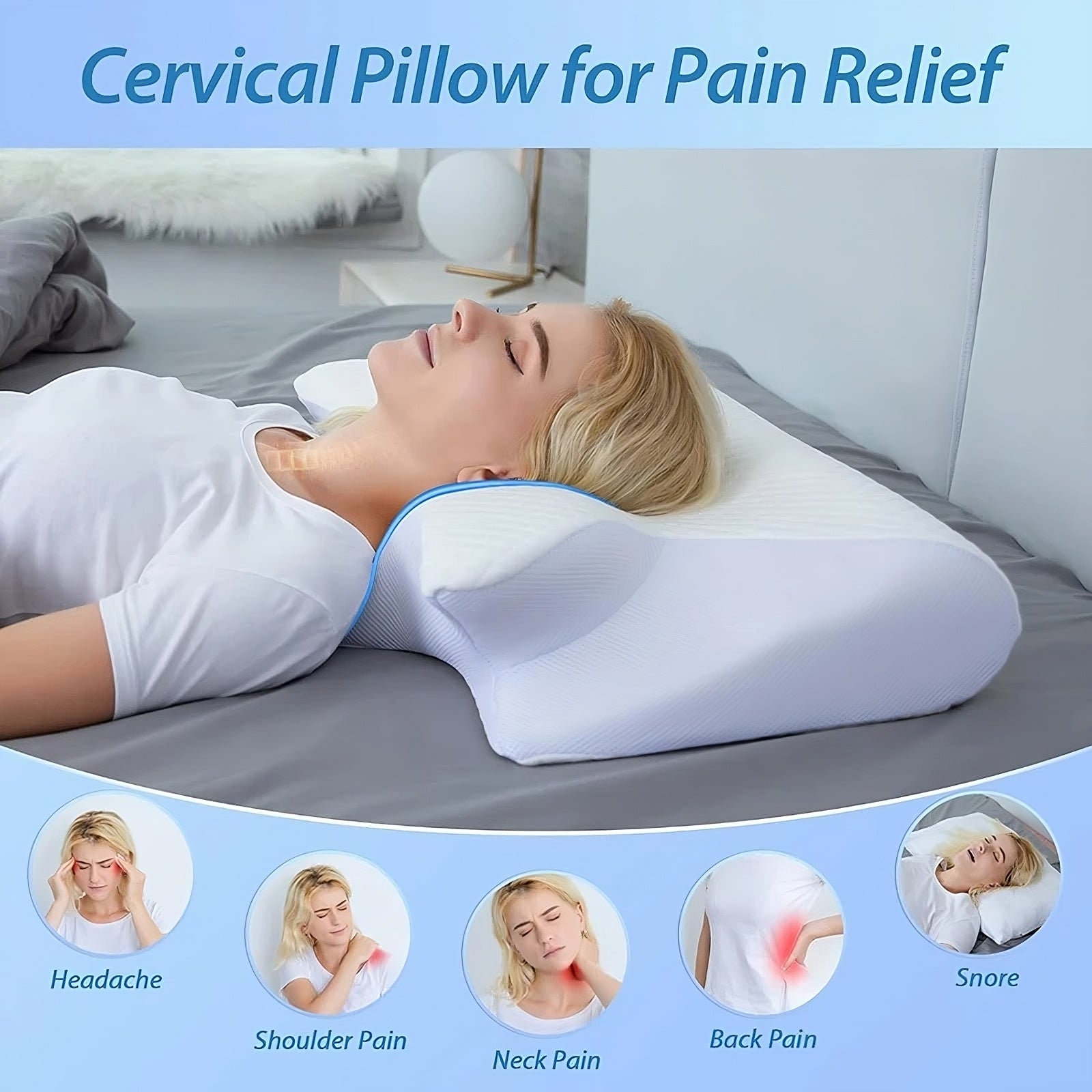 Orthopedic Memory Foam Cervical Pillow - Neck Pain Relief & Proper Alignment