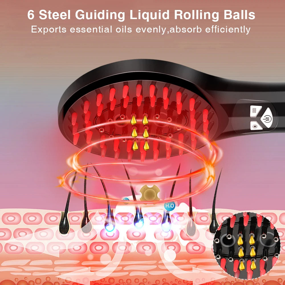 EMS Electric Scalp Massage Comb with Red Light Therapy & Nano Mist