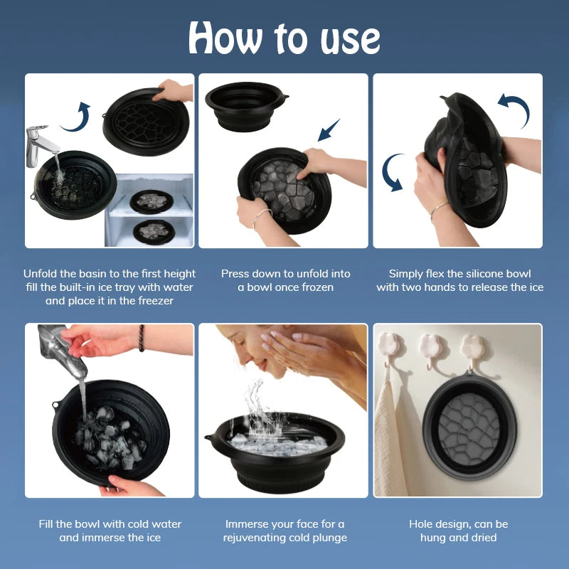 Collapsible Facial Ice Bath Bowl - Cold Therapy for Face & Skin Care